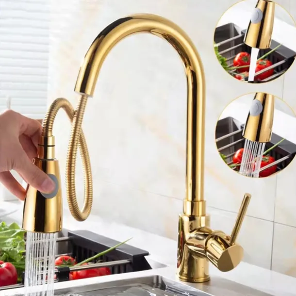 Kitchen faucet - Single Handle One Hole Electroplated Pull-out / Pull-down Centerset Modern Contemporary Kitchen Taps