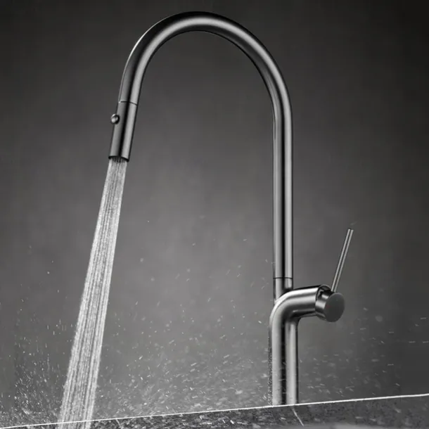 Kitchen faucet - Single Handle One Hole Chrome / Nickel Brushed / Electroplated Pull-out / Pull-down / Standard Spout / Tall / High Arc Centerset Modern Contemporary Kitchen Taps