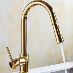 Kitchen Faucet - Single Handle One Hole Electroplated Pull-Out / ÂPull-Down / Tall / ÂHigh Arc Free Standing Ordinary Kitchen Taps