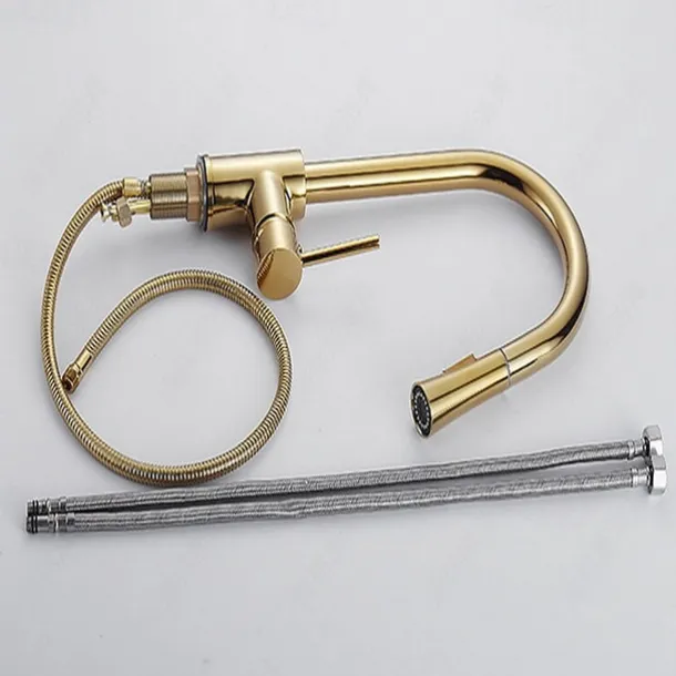 Kitchen Faucet - Single Handle One Hole Electroplated Pull-Out / Pull-Down / Tall / High Arc Free Standing Ordinary Kitchen Taps