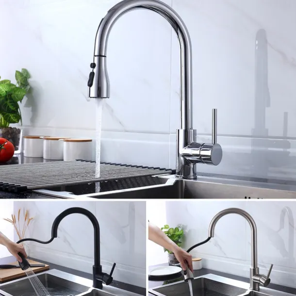 Kitchen Faucet - Single Handle One Hole Chrome / Nickel Brushed / Electroplated Pull-out / Pull-down / Standard Spout Centerset Modern Contemporary Kitchen Taps
