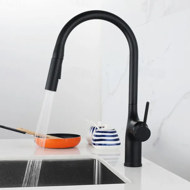 Kitchen faucet - Single Handle One Hole Electroplated / Painted Finishes Pull-out / Pull-down / Standard Spout / Tall / High Arc Centerset Modern Contemporary Kitchen Taps