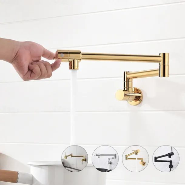 Kitchen faucet - Two Handles One Hole Electroplated Pot Filler Centerset Contemporary Kitchen Taps