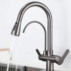 Kitchen faucet - Two Handles One Hole Electroplated / Painted Finishes Pull-out / Pull-down / Tall / High Arc / Purified water Centerset Modern Contemporary Kitchen Taps