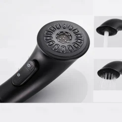 Kitchen Faucet Head Replacement Black Chrome, Pull Out Faucet Sprayer Head Nozzle Attachment Fittings Accessories, Aeration Spray Splash-proof Spout