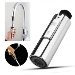 Kitchen Faucet Head Replacement Black Chrome, Pull Out Faucet Sprayer Head Nozzle Attachment Fittings Accessories, Aeration Spray Splash-proof Spout