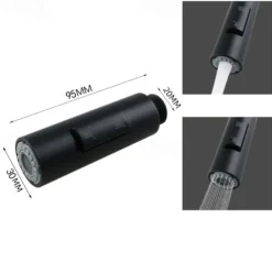 Kitchen Faucet Head Replacement Black Chrome, Pull Out Faucet Sprayer Head Nozzle Attachment Fittings Accessories, Aeration Spray Splash-proof Spout