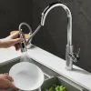 Kitchen Faucet Pull Out Sink Mixer Vessel Tap with 3 Mode Spout, 360 Degree Rotate Single Handle with Cold and Hot Hose