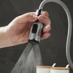Kitchen Faucet Pull Out Sink Mixer Vessel Tap with 3 Mode Spout, 360 Degree Rotate Single Handle with Cold and Hot Hose