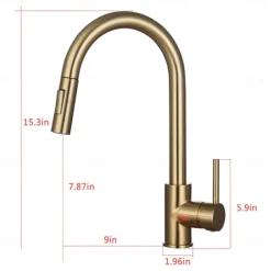 Kitchen Faucet with Pull-out Spray,Single Handle One Hole 2-modes Brass Kitchen Taps