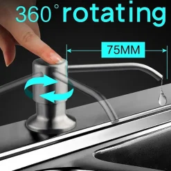 Kitchen Faucet with Pullout Spray and Soap Dispenser Sets Single Handle Two Holes Pull Out/Rotatable/Multifunction Standard Spout, Brass Tall-High Arc Deck Mounted Kitchen Faucet