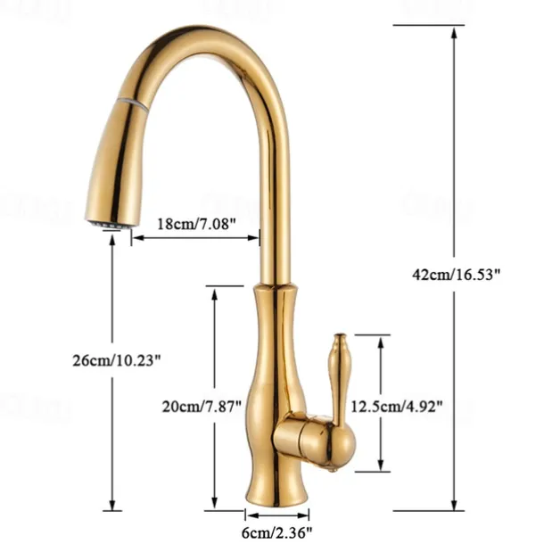 Kitchen Faucet with Pull-out Spray,Brass 2-modes Single Handle One Hole Modern Style Kitchen Taps with Hot and Cold Switch