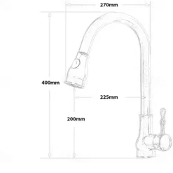 Kitchen Faucet with Sprayer,Brass 2-Function Outlet Single Handle One Hole Electroplated Pull-out Kitchen Taps