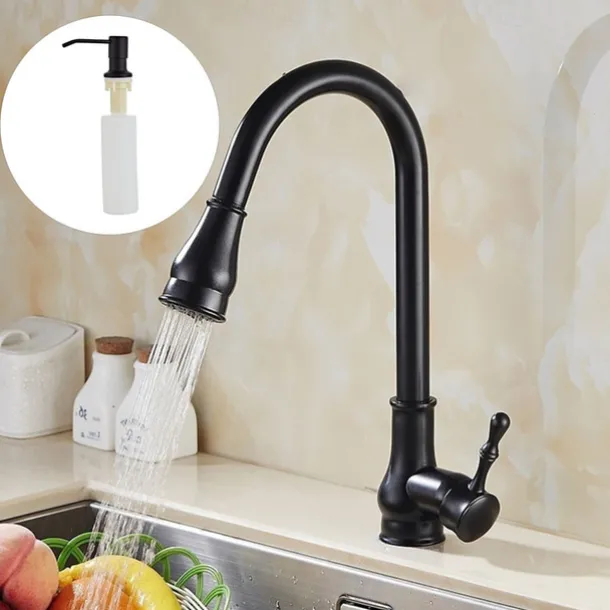 Kitchen Faucet with Sprayer,Brass 2-Function Outlet Single Handle One Hole Electroplated Pull-out Kitchen Taps