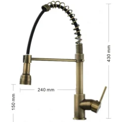 Kitchen Faucet,Brass Pull-out/Pull-down Rotatable Single Handle One Hole Multi-function Water Mode Brass Kitchen Taps with Soap Dispenser