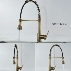 Kitchen Faucet,Brass Pull-out/Pull-down Rotatable Single Handle One Hole Multi-function Water Mode Brass Kitchen Taps with Soap Dispenser