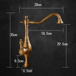 Kitchen Faucet,High Arc Single Handle One Hole Rotatable Standard Spout Retro Kitchen Taps(Antique Brass/ORB)