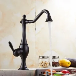 Kitchen Faucet,High Arc Single Handle One Hole Rotatable Standard Spout Retro Kitchen Taps(Antique Brass/ORB)