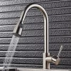 Kitchen Faucet,Minimalisht Style Brass Nickel Brushed Pull-out Tall High Arc Vessel Fashion Nickel Brushed Rotatable Contemporary Kitchen Taps with Hot and Cold Switch