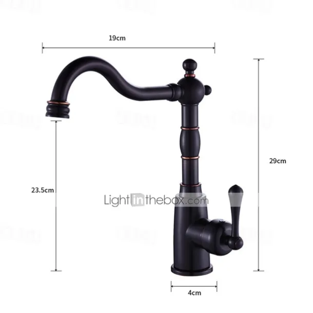 Kitchen Faucet,ORB Rotatable Retro Style Single Handle One Hole Standard Spout Centerset Contemporary Antique Kitchen Taps with Hot and Cold Switch