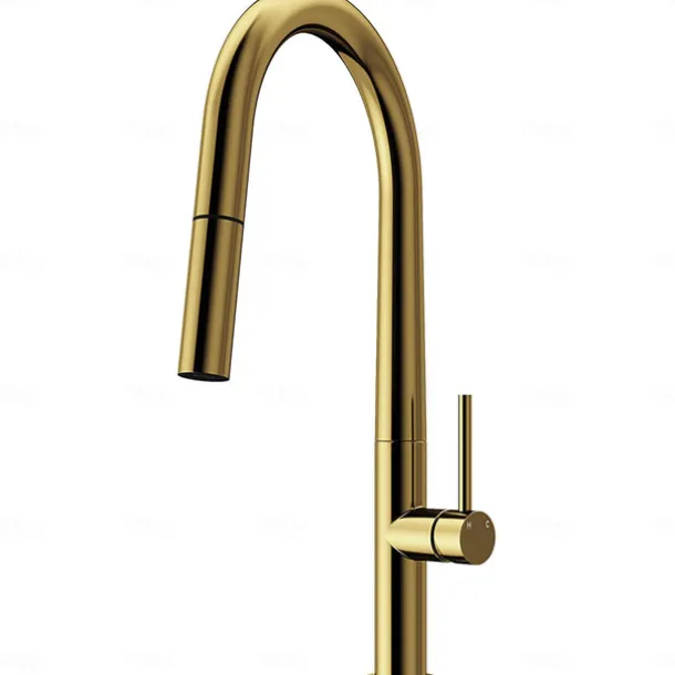 Kitchen Faucet,Rotatable Pull-out/Pull-down Brass High Arc Nickel Brushed/Painted Finishes Single Handle One Hole Kitchen Taps with Hot and Cold Switch