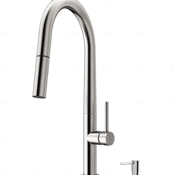 Kitchen Faucet,Rotatable Pull-out/Pull-down Brass High Arc Nickel Brushed/Painted Finishes Single Handle One Hole Kitchen Taps with Hot and Cold Switch