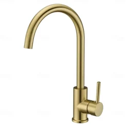 Kitchen Faucet,Single Handle Golden One Hole Rotatable Electroplated Centerset Contemporary Zinc Alloy Handle Kitchen Taps with Hot and Cold Water