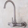 Kitchen Faucet,Stainless Steel Rotatable Wall Mounted Single Handle Two Holes Kitchen Taps with Hot and Cold Switch