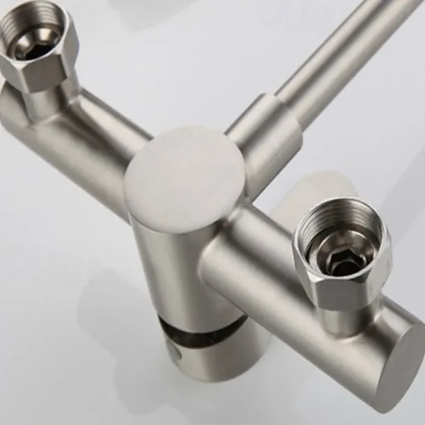 Kitchen Faucet,Stainless Steel Rotatable Wall Mounted Single Handle Two Holes Kitchen Taps with Hot and Cold Switch