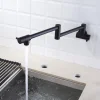 Kitchen Faucet,Wall Mounted Pot Filler Black Single Handle One Hole Multi-Ply Pot Filler Foldable Contemporary Kitchen Taps