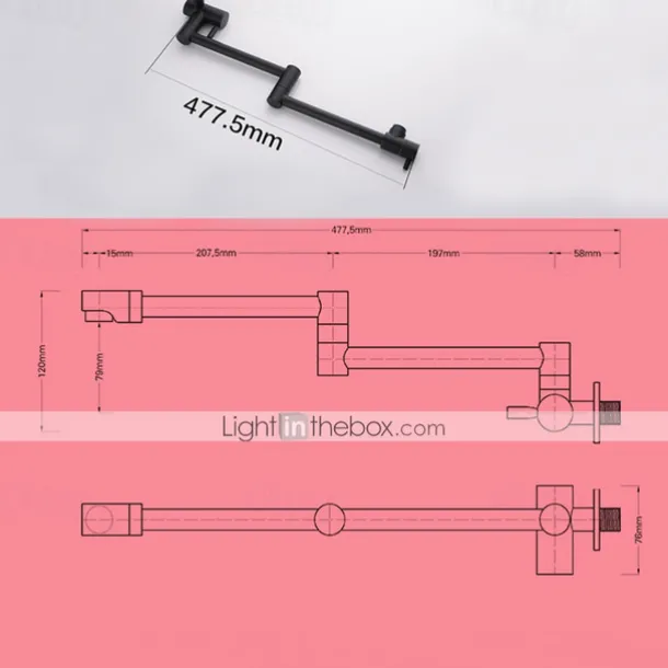 Kitchen Faucet,Wall Mounted Pot Filler Black Single Handle One Hole Multi-Ply Pot Filler Foldable Contemporary Kitchen Taps