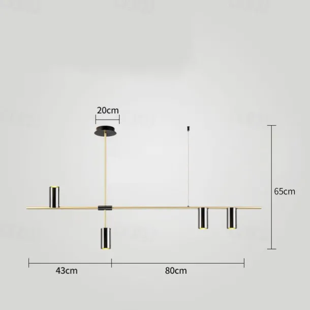 Kitchen Island Lights Contemporary Pendant Light Fixture 5 Heads Modern Industrial Linear Pendant Light for Living Room, Kitchen Island, Gold Finish and Black Shade, Bulb Included 110-240V