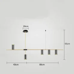 Kitchen Island Lights Contemporary Pendant Light Fixture 5 Heads Modern Industrial Linear Pendant Light for Living Room, Kitchen Island, Gold Finish and Black Shade, Bulb Included 110-240V