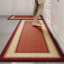 Kitchen Rugs & Mats Non-Skid WashableAnti-Fatigue, Non-Slip Absorbent Woven Runner Rubber Backed for Floors, Machine Washable Farmhouse Standing Mats for Sink, Laundry Room, Hallway