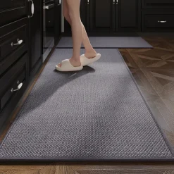 Kitchen Rugs & Mats Non-Skid WashableAnti-Fatigue, Non-Slip Absorbent Woven Runner Rubber Backed for Floors, Machine Washable Farmhouse Standing Mats for Sink, Laundry Room, Hallway