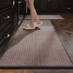 Kitchen Rugs & Mats Non-Skid WashableAnti-Fatigue, Non-Slip Absorbent Woven Runner Rubber Backed for Floors, Machine Washable Farmhouse Standing Mats for Sink, Laundry Room, Hallway