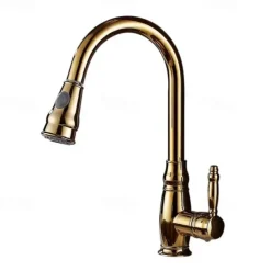 Kitchen Sink Mixer Faucet with Pull Out Sprayer, High Arc Brass Silver/Coffee Single Handle One Hole Oil-rubbed Bronze Pull Down Tall Kitchen Taps with Hot and Cold Water Hose