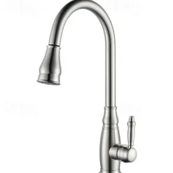 Kitchen Sink Mixer Faucet with Pull Out Sprayer, High Arc Brass Silver/Coffee Single Handle One Hole Oil-rubbed Bronze Pull Down Tall Kitchen Taps with Hot and Cold Water Hose