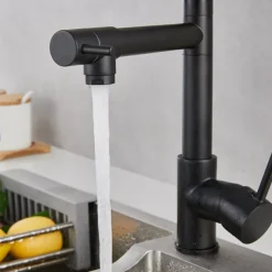 Kitchen Sink Mixer Faucet Pull Down Sprayer, Single Lever Pull Out Taps, 360 ° Swivel Cold Hot Water Brass Tap Golded Chrome Black