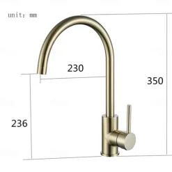 Kitchen Sink Mixer Faucet Brushed Gold Deck Mounted , 360 Swivel Single Handle Vessel Kitchen Brass Taps with Cold and Hot Water Hose