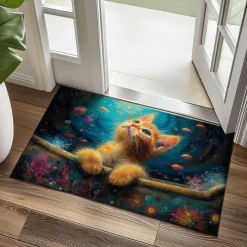 Kitty Fur Doormat Kitchen Mat Floor Mat Non-Slip Area Rug Oil Proof Rug Indoor Outdoor Mat Bedroom Decor Bathroom Mat Entrance Rug