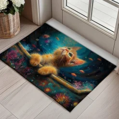 Kitty Fur Doormat Kitchen Mat Floor Mat Non-Slip Area Rug Oil Proof Rug Indoor Outdoor Mat Bedroom Decor Bathroom Mat Entrance Rug