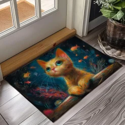 Kitty Fur Doormat Kitchen Mat Floor Mat Non-Slip Area Rug Oil Proof Rug Indoor Outdoor Mat Bedroom Decor Bathroom Mat Entrance Rug