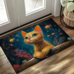 Kitty Fur Doormat Kitchen Mat Floor Mat Non-Slip Area Rug Oil Proof Rug Indoor Outdoor Mat Bedroom Decor Bathroom Mat Entrance Rug