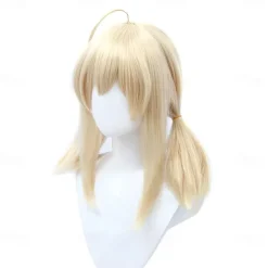 Klee Cosplay Wig Blonde Pigtails Hairs with Bangs