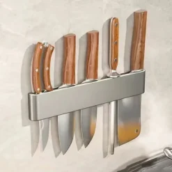 Knife Holder Stainless Steel Punch-Free Kitchen Knife Chopstick Holder Multifunctional Storage Rack Wall-Mounted