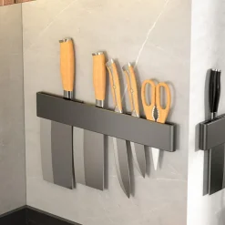 Knife Holder Stainless Steel Punch-Free Kitchen Knife Chopstick Holder Multifunctional Storage Rack Wall-Mounted