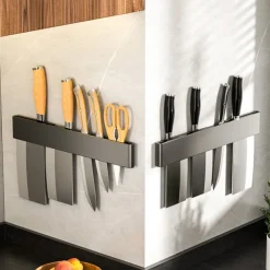 Knife Holder Stainless Steel Punch-Free Kitchen Knife Chopstick Holder Multifunctional Storage Rack Wall-Mounted