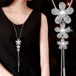 Korean Version Of Autumn And Winter Crystal Sweater Chain Necklace Wholesale High-end Women's Long Chain Versatile Tassel Pearl Pendant With Accessories