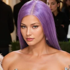 Kylie Jenner Inspired Wigs Synthetic Wig Straight Middle Part Wig Long Purple Synthetic Hair Women's Fashionable Design Soft Natural Purple